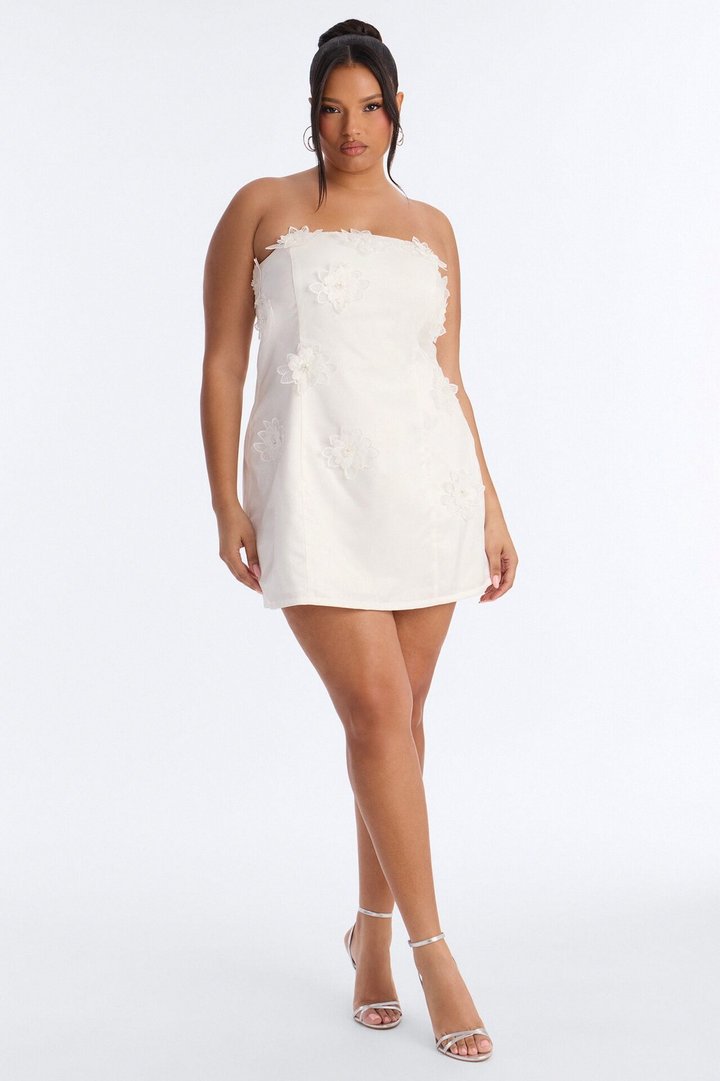 Liliane Strapless Satin Mini Dress - White