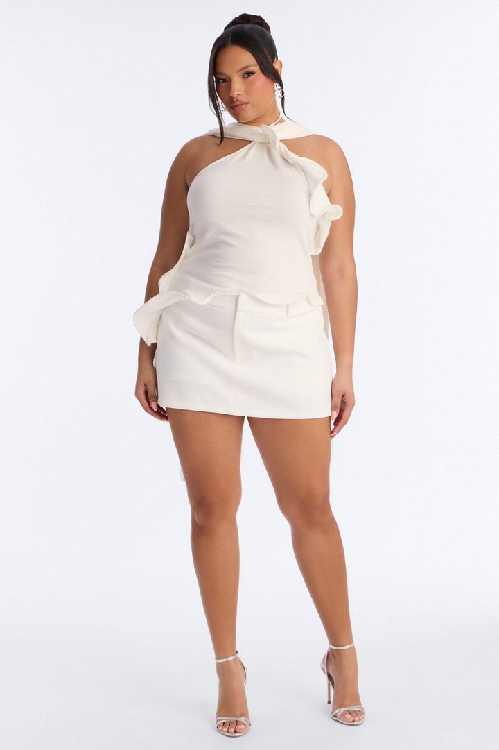 Pure Class Wired Sweater Halter Top - White