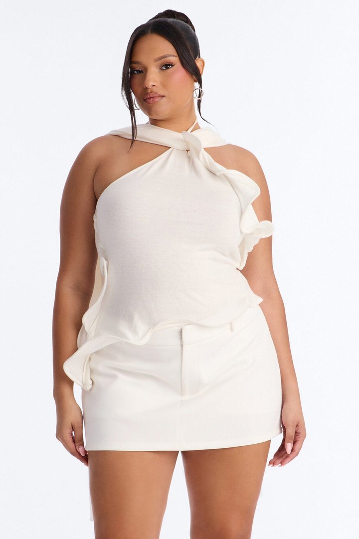 Pure Class Wired Sweater Halter Top - White