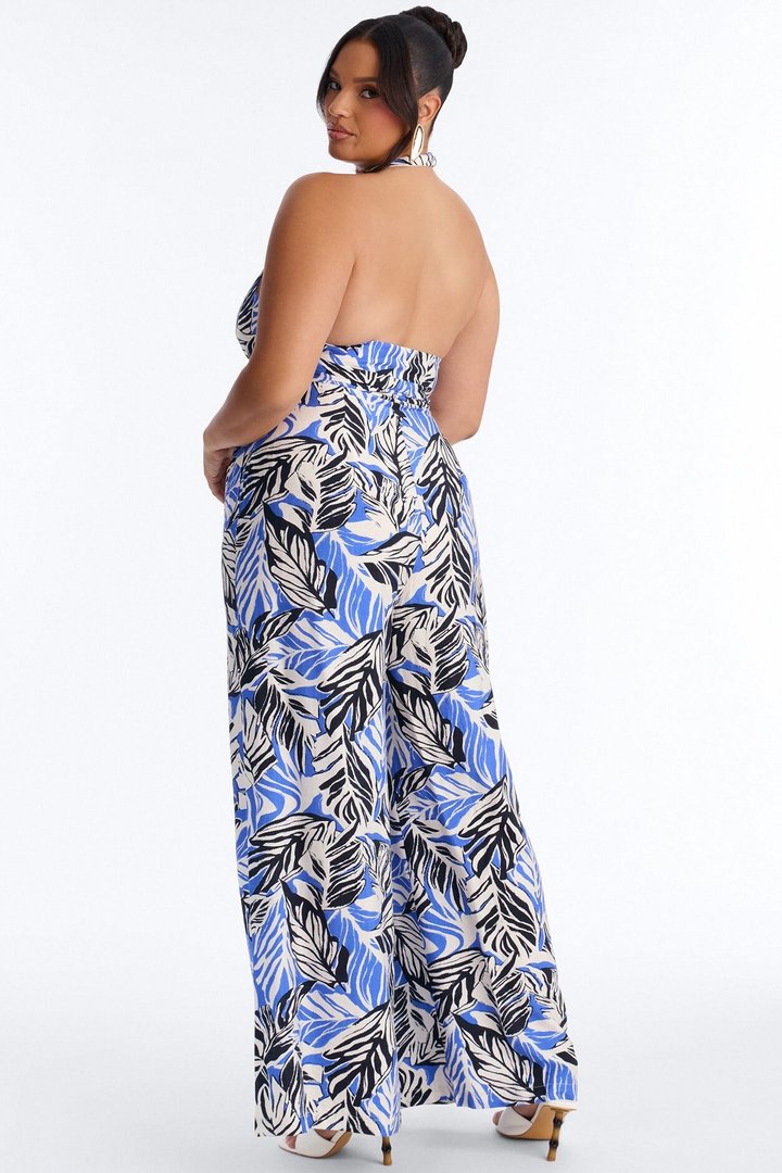Tropic Haze Halter Jumpsuit - Blue/combo