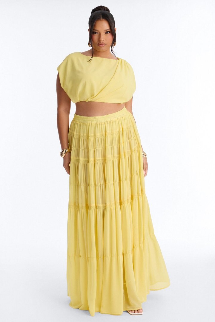 Sorrento Summer Chiffon Maxi Skirt Set - Yellow