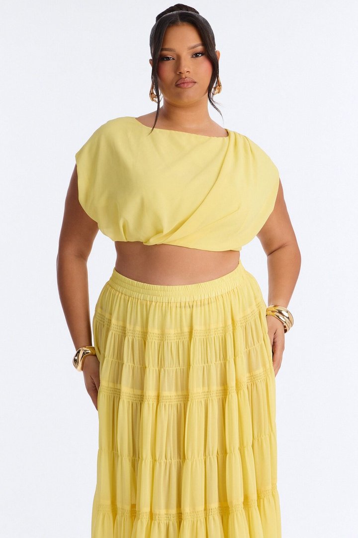 Sorrento Summer Chiffon Maxi Skirt Set - Yellow