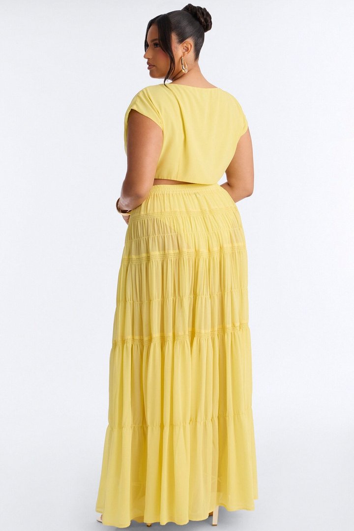 Sorrento Summer Chiffon Maxi Skirt Set - Yellow