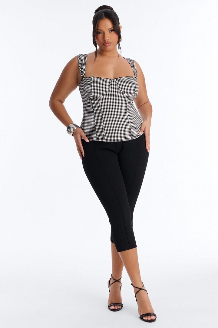 Always Around You Gingham Corset Top - Black/combo