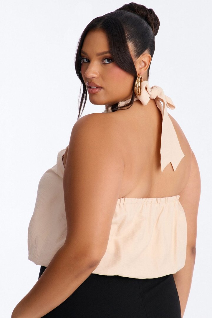 Beach Breeze Beaded Linen Halter Top - Ivory