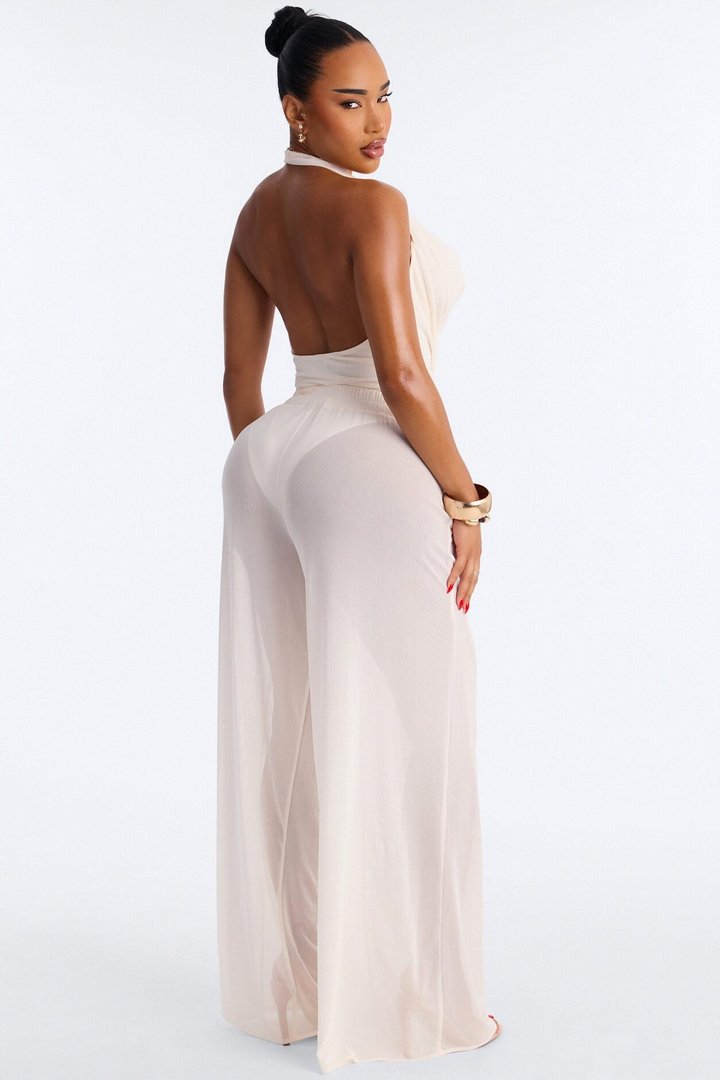 Sheer Obsession Mesh 3 Piece Pant Set - Cream