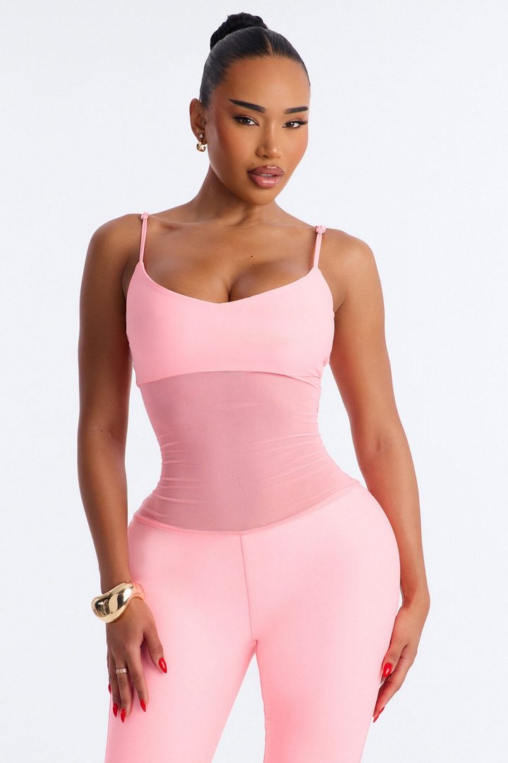 Roxy Form Double Lined Mesh Capri Jumpsuit - Pink