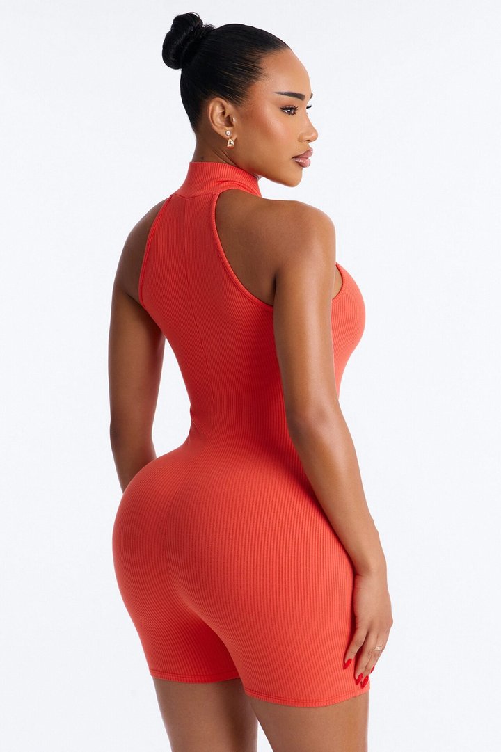 Mariana Zip Snatched Romper - Orange