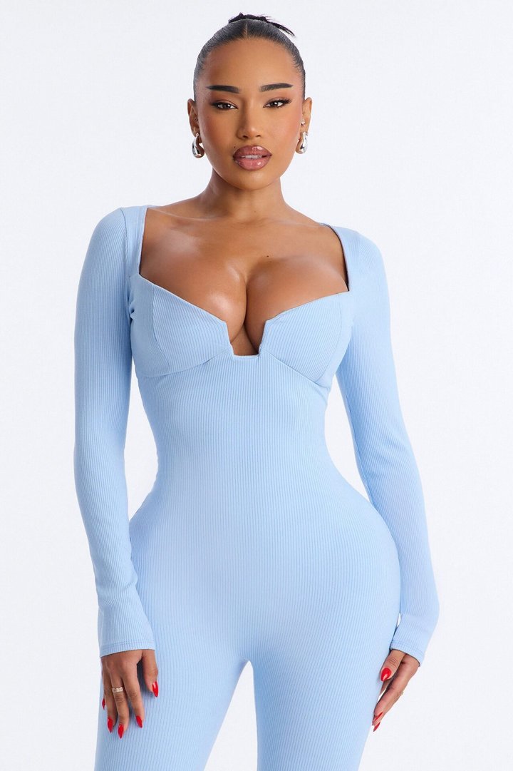 Scarlett Snatched Capri Jumpsuit - Light Blue