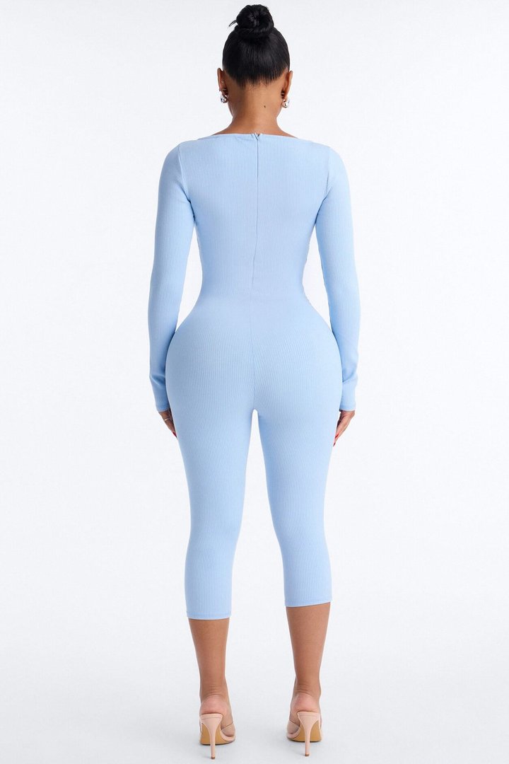 Scarlett Snatched Capri Jumpsuit - Light Blue