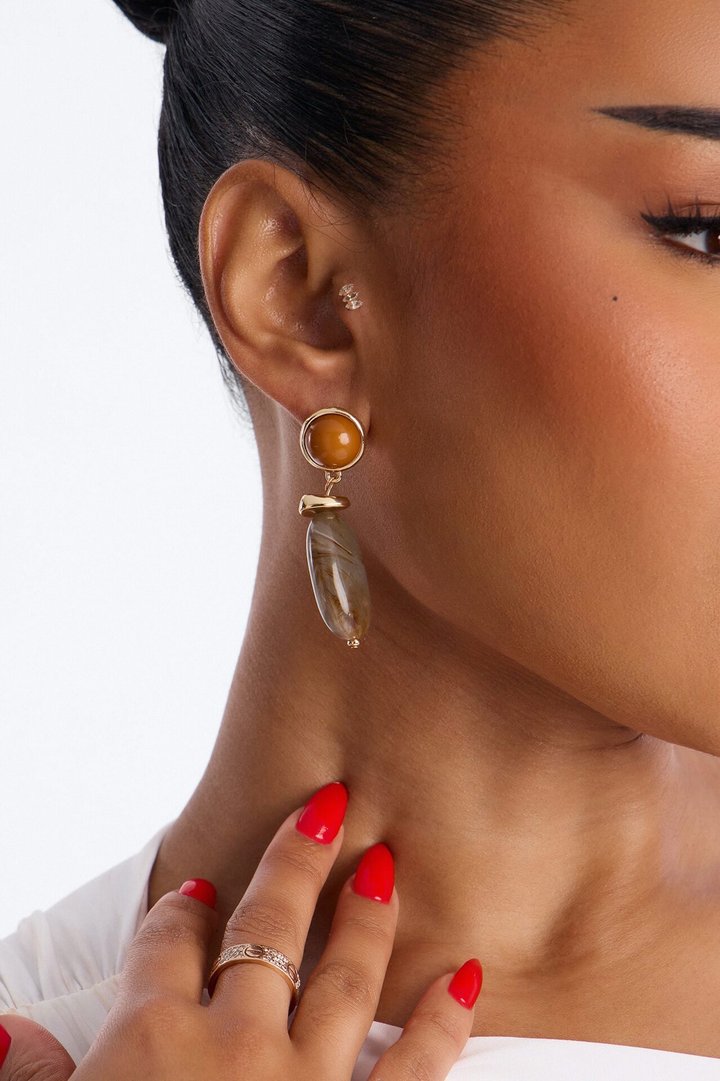 Opal Ray Drop Earrings - Grey/combo