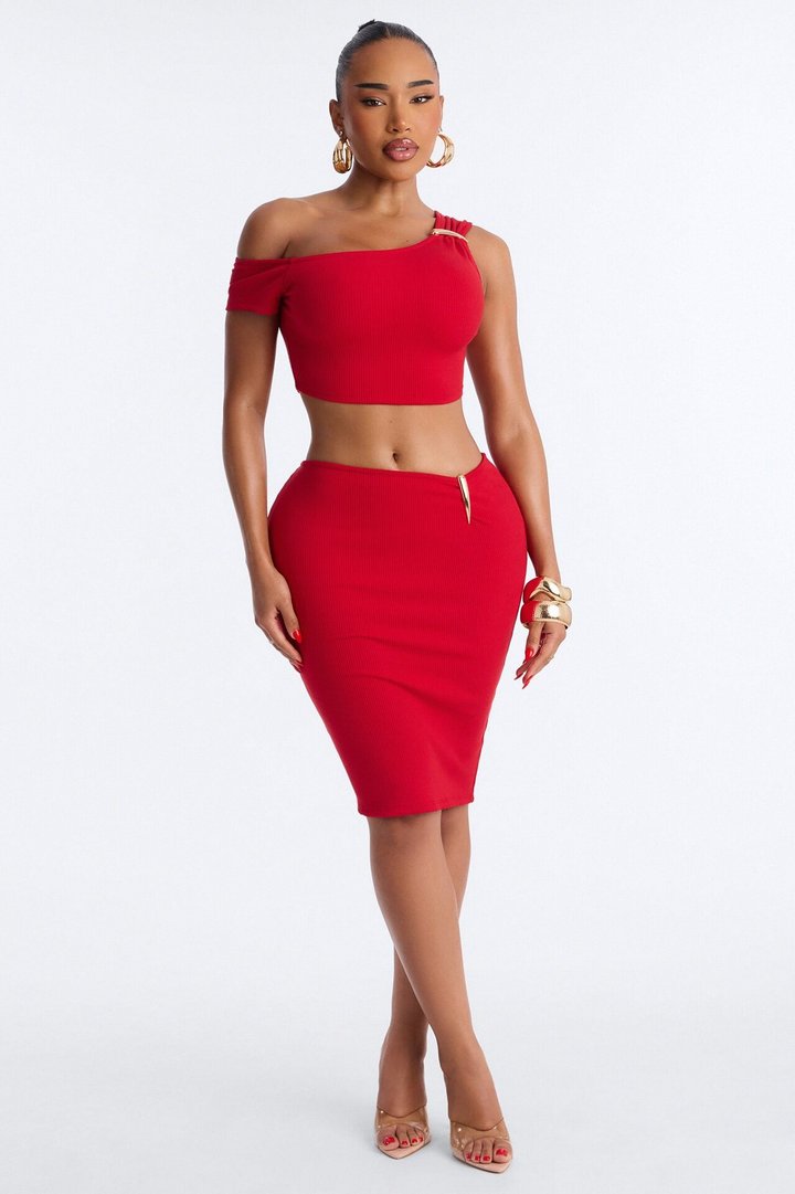 Scarlett Snatched Low Rise Skirt Set - Red