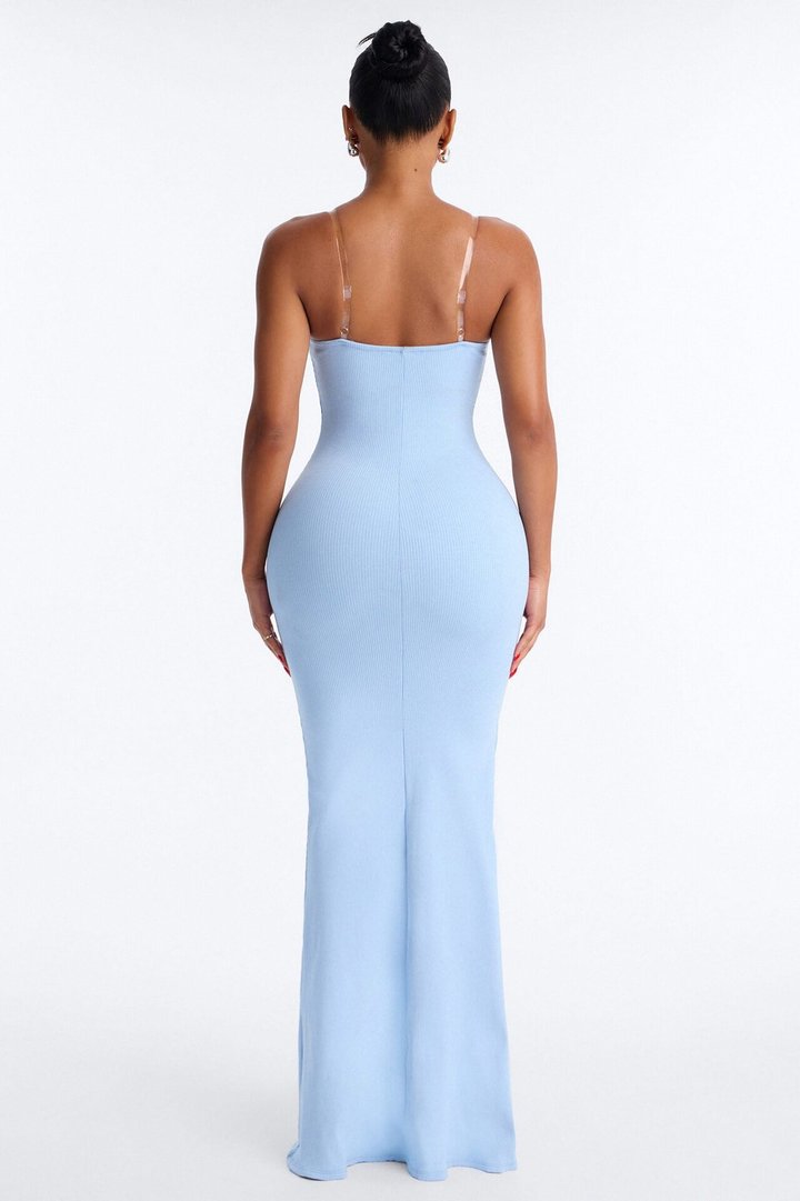Scarlett Snatched Clear Strap Maxi Dress - Light Blue