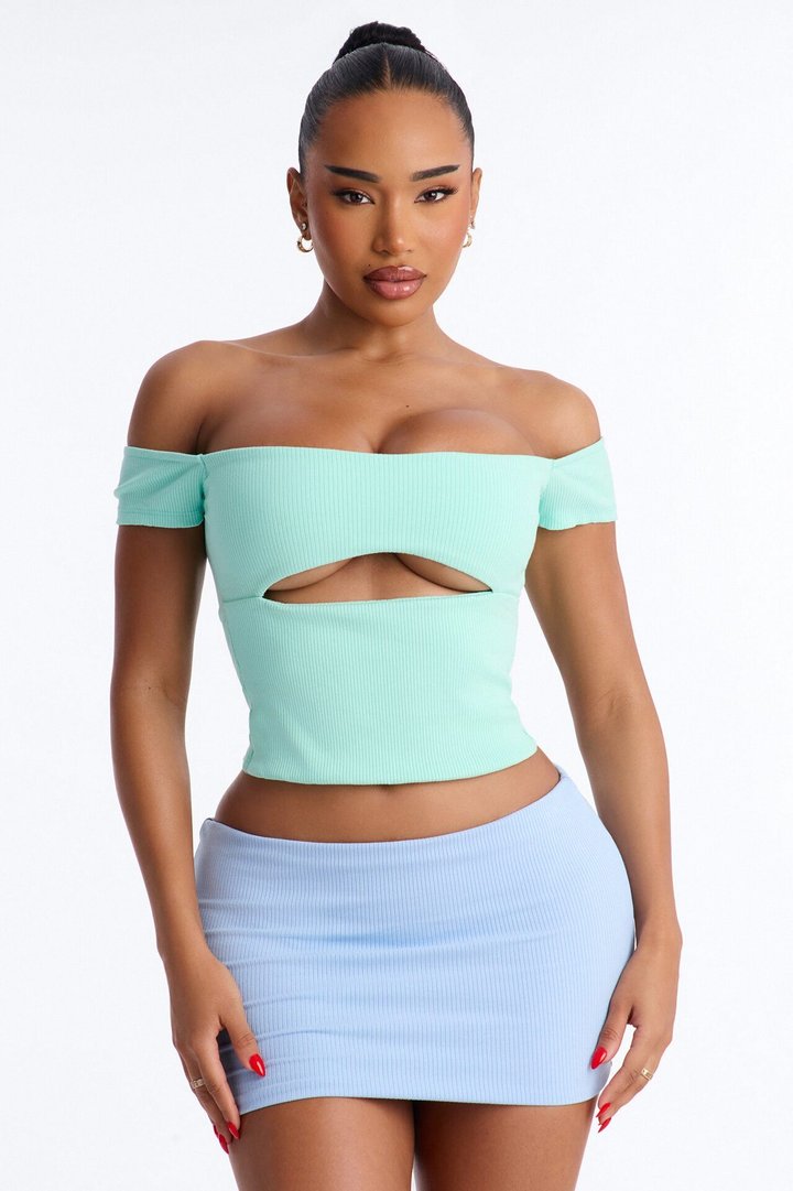 Scarlett Snatched 2 Piece Micro Mini Skort Set - Mint/combo