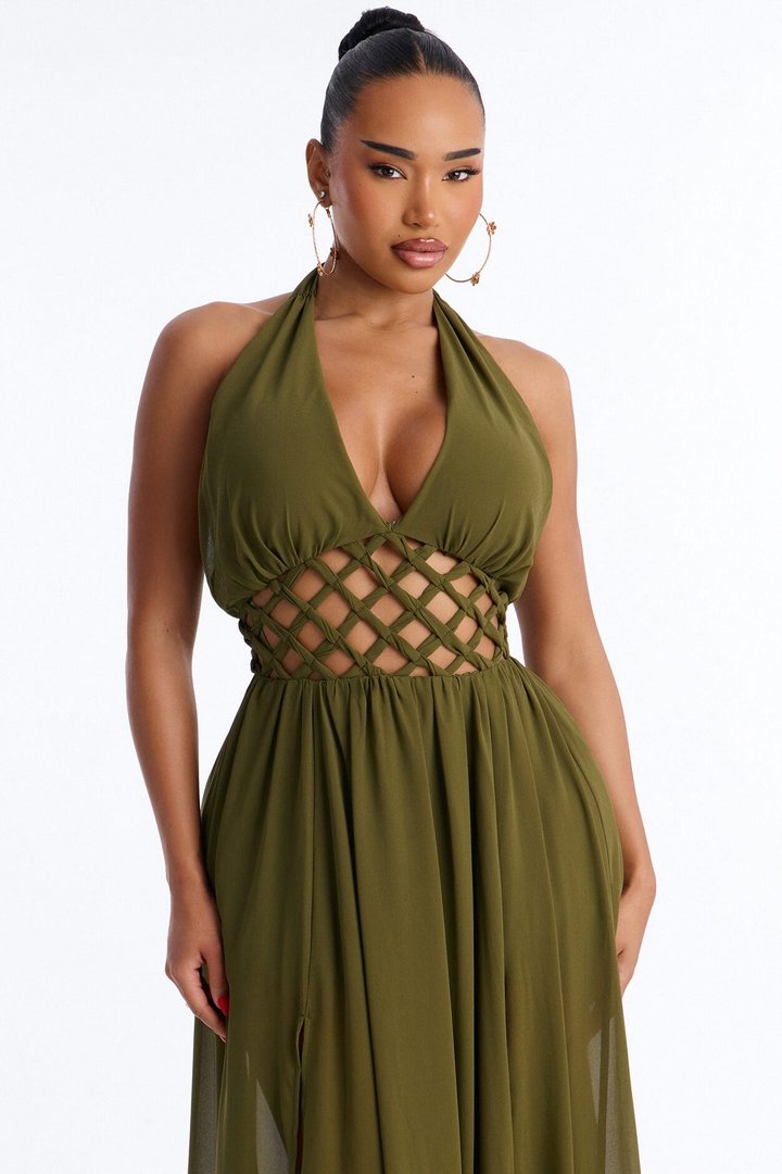 Scarlett Chiffon Maxi Dress - Olive