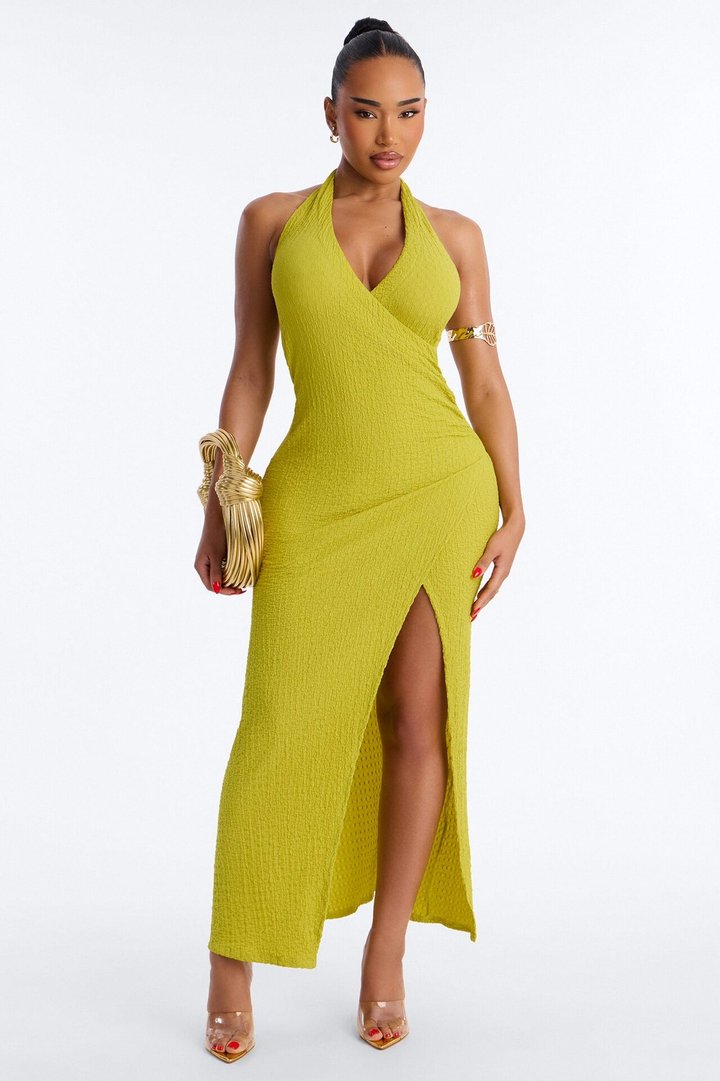 Alinna Halter Maxi Dress - Lime