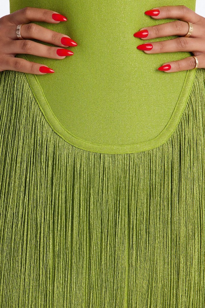 Bossy Tiara Glitter Bandage Maxi Dress - Chartreuse