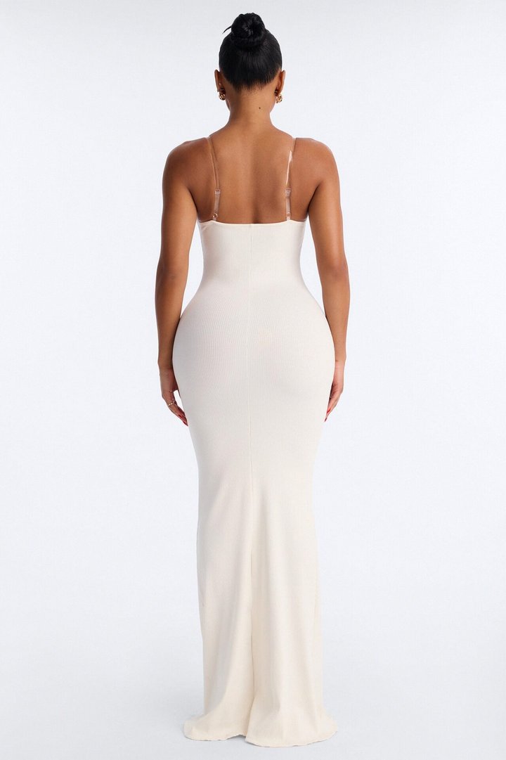 Scarlett Snatched Clear Strap Maxi Dress - Off White
