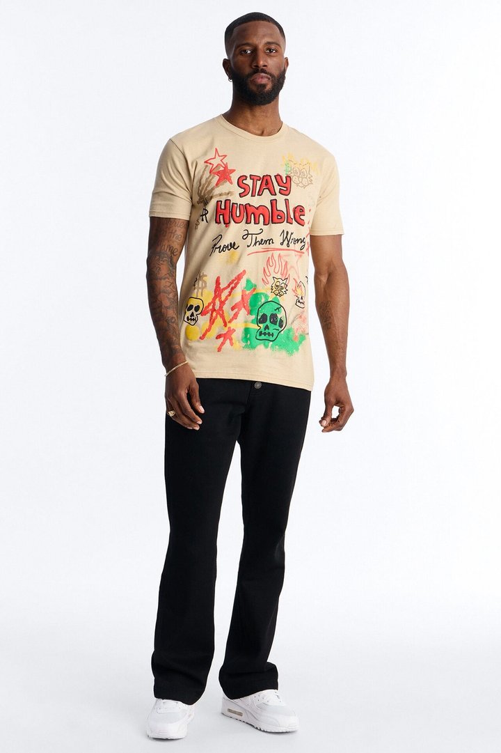 Prove Them Wrong Puff Print Short Sleeve Tee - Taupe