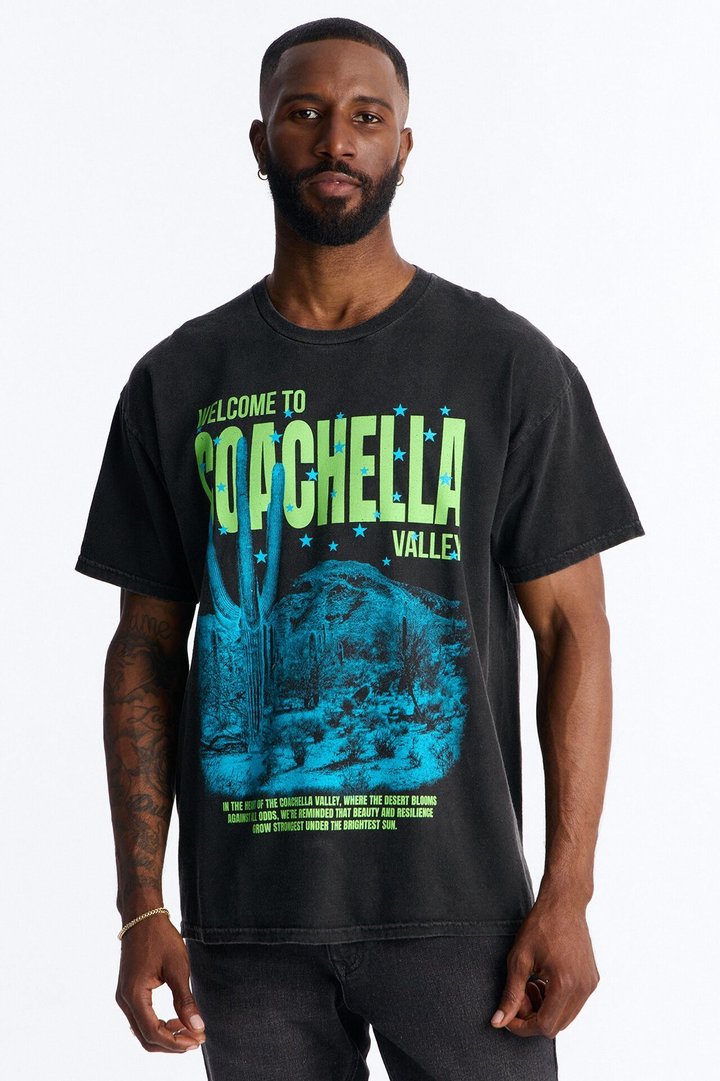 Coachella Valley Vintage Oversized Short Sleeve Tee - Black