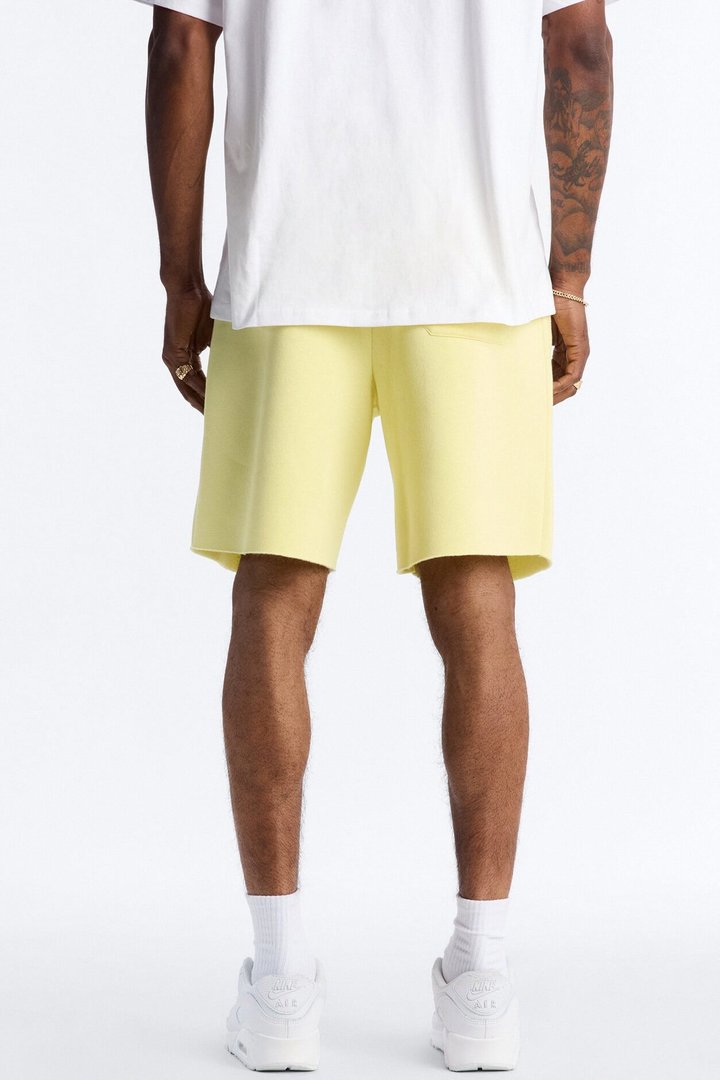 Relaxed Painted Gallery Embroidered Sweatshort - Butter Yellow