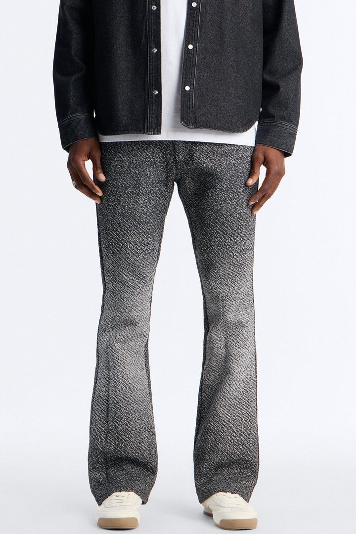 Stacked Slim Flare Tapestry Jean - Grey