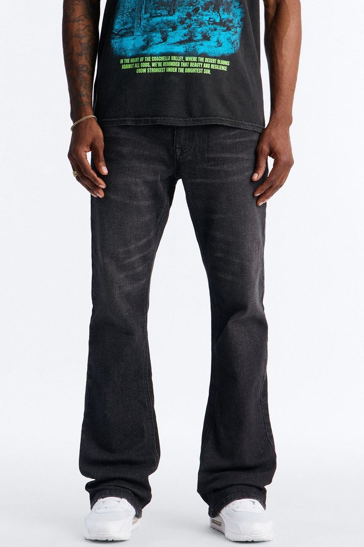 Essential Stacked Skinny Flare Stretch Jean - Black Wash
