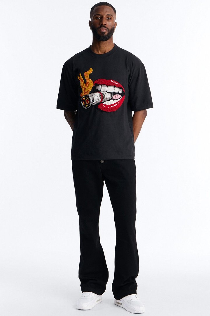 Money Burns Patch Short Sleeve Tee - Black