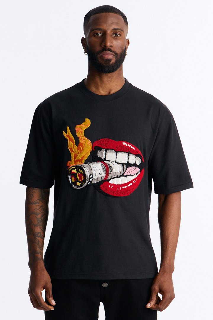 Money Burns Patch Short Sleeve Tee - Black