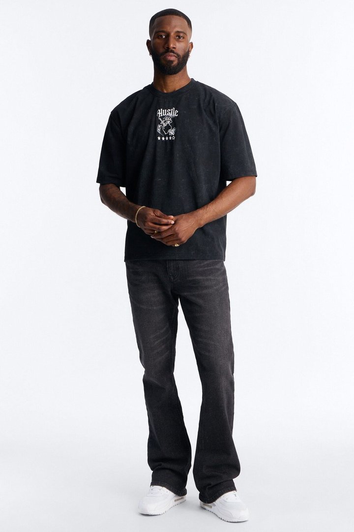 The Grind Is Personal Embroidery Short Sleeve Tee - Grey