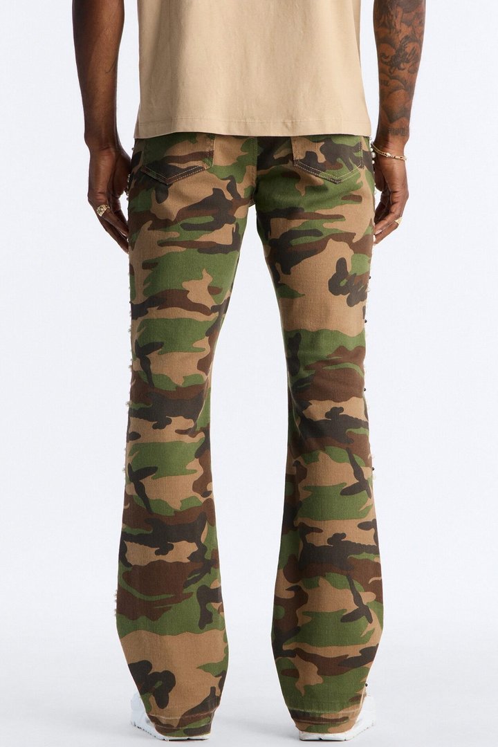 Stacked Skinny Flare Pearl Camo Jean - Camouflage
