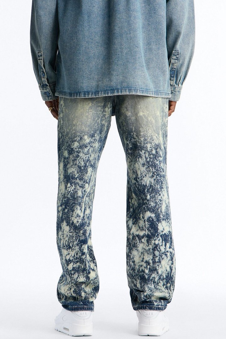 Timeless Bleach Washed Straight Jeans - Dark Wash