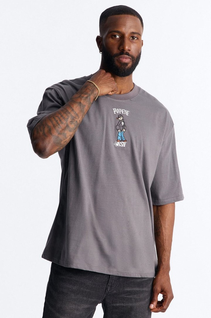 Popeye Old Skool Short Sleeve Tee - Grey