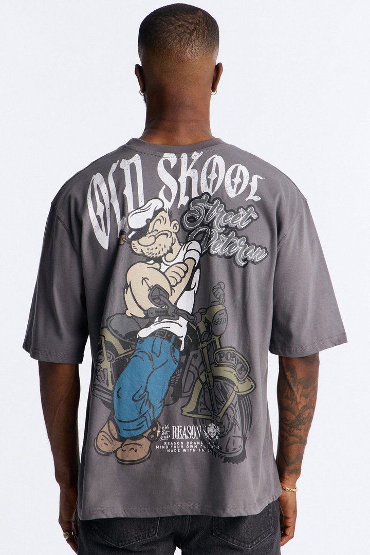 Popeye Old Skool Short Sleeve Tee - Grey
