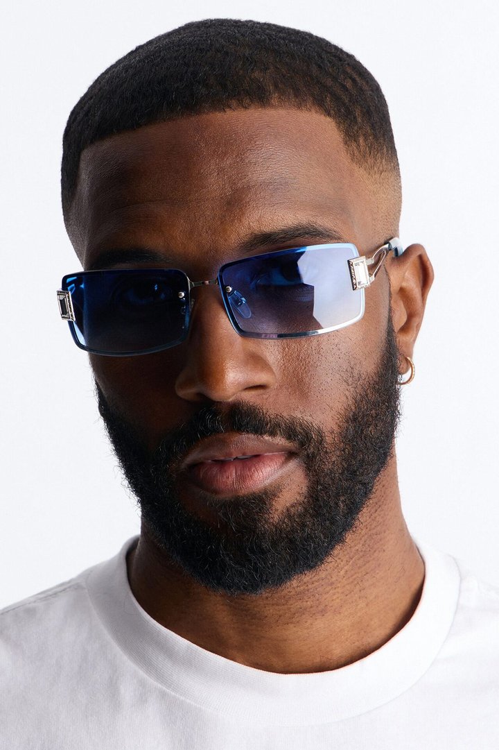 Gridlock Steel Square Sunglasses - Blue