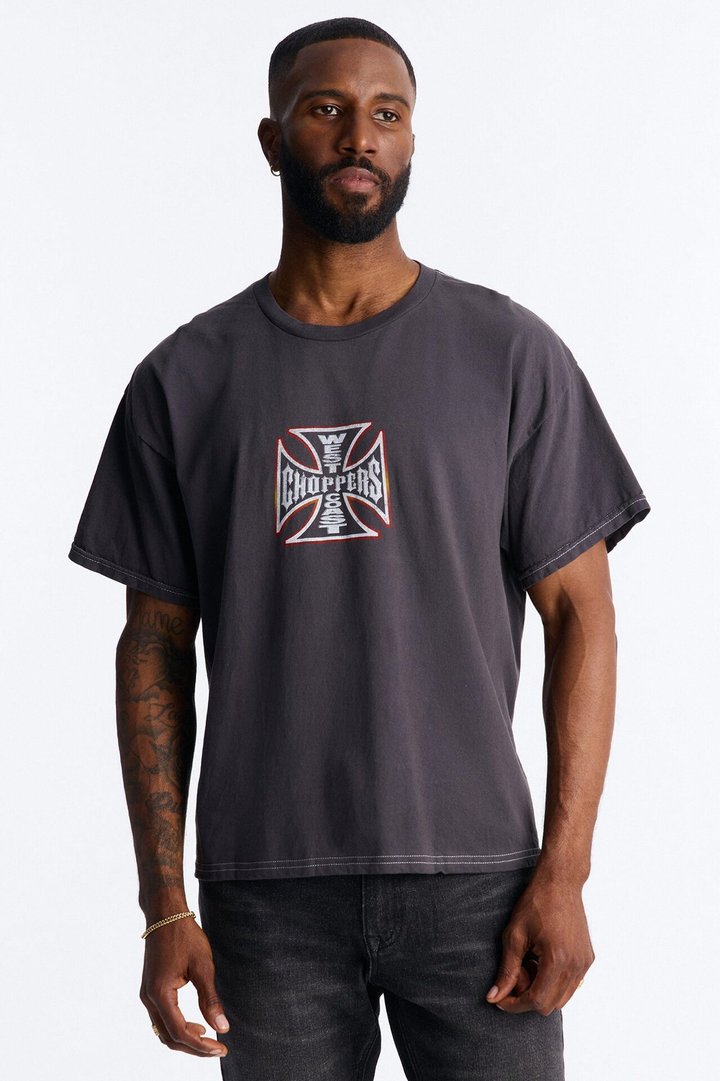 West Coast Choppers Motorcycle Club Boxy Short Sleeve Tee - Black Wash