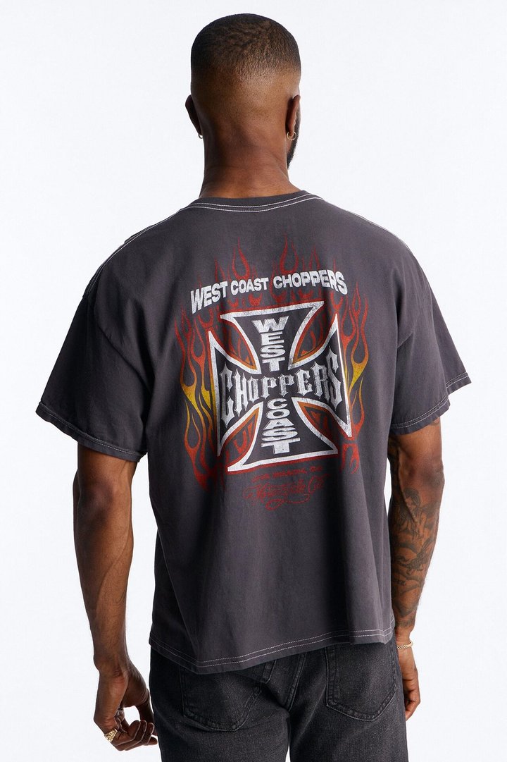 West Coast Choppers Motorcycle Club Boxy Short Sleeve Tee - Black Wash