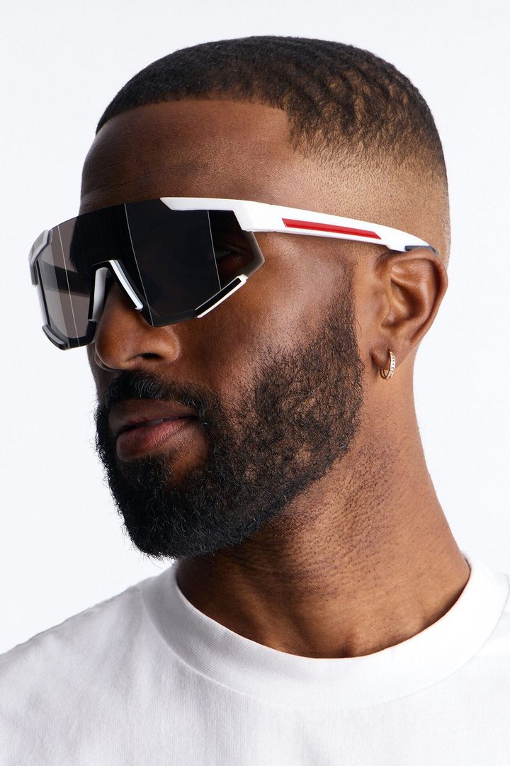 Striving Forward Sport Wrap Sunglasses - Silver/Red