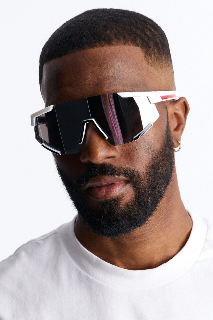 Striving Forward Sport Wrap Sunglasses - Silver/Red