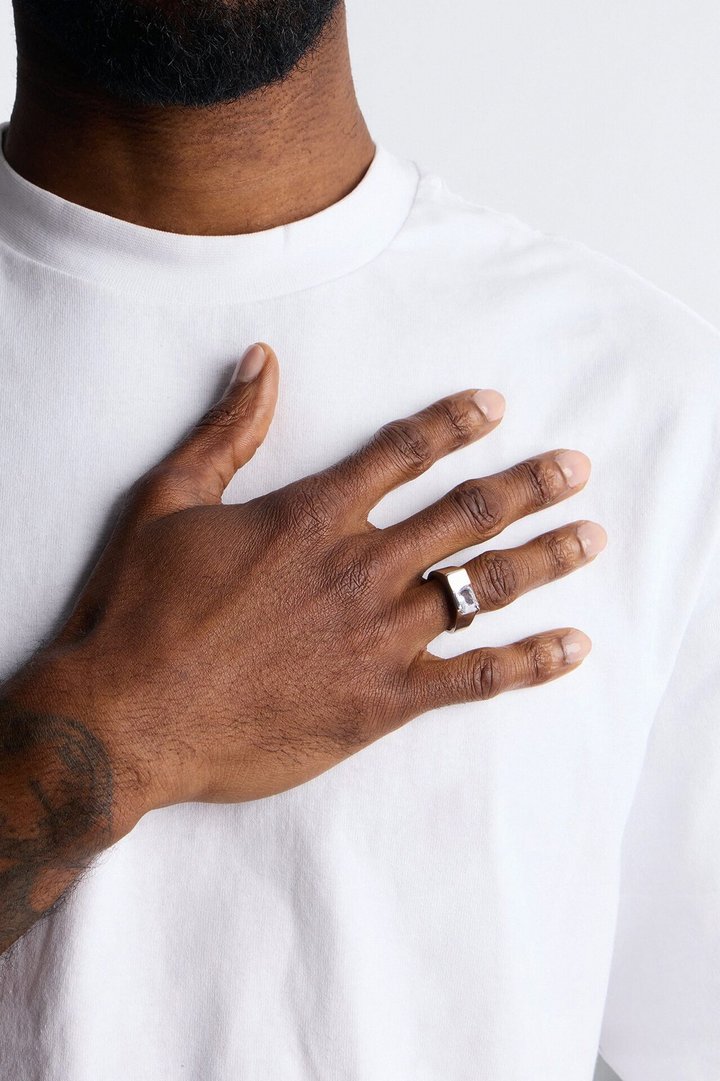 Melting Ice Geometric Ring - Silver