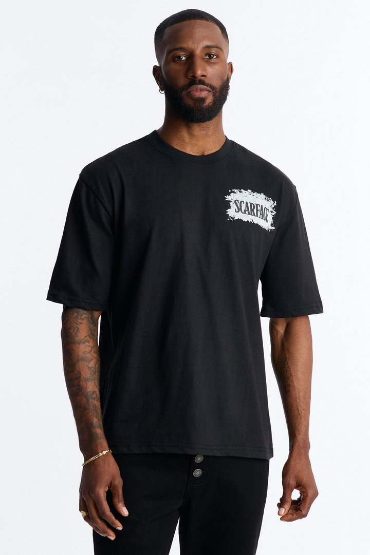 Scarface Money Power Respect Motto Short Sleeve Tee - Black