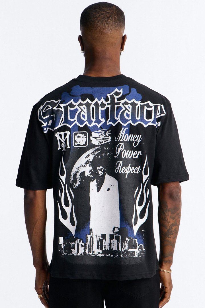 Scarface Money Power Respect Motto Short Sleeve Tee - Black