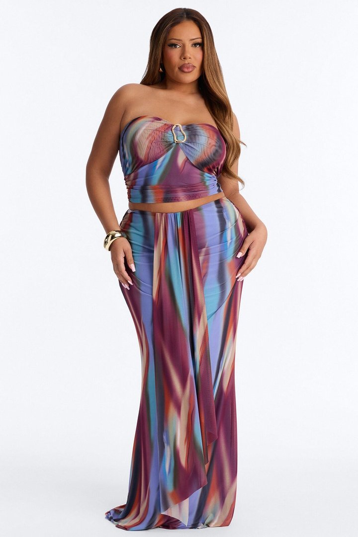 Aura Allure Mesh Skirt Set - Multi Color