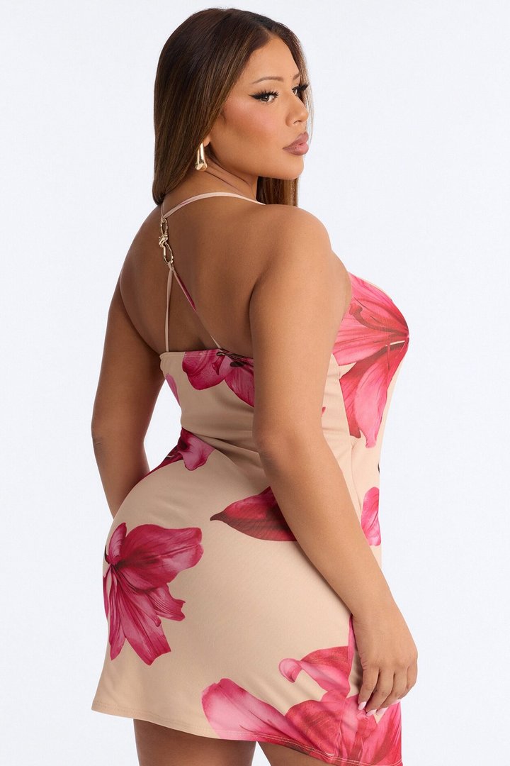 Slaycation Floral Mesh Mini Dress - Pink/combo