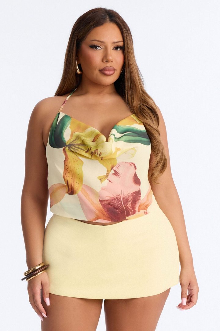 Island Fever Floral Chiffon Halter Top - Multi Color