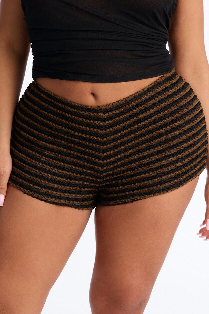 Jovi Striped Crochet Micro Short - Chocolate/Combo