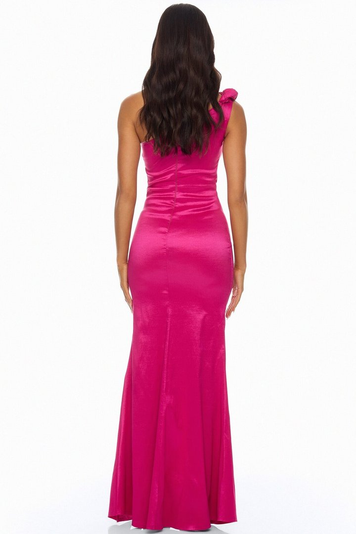 Gabriella Pleated Taffeta Gown - Hot Pink
