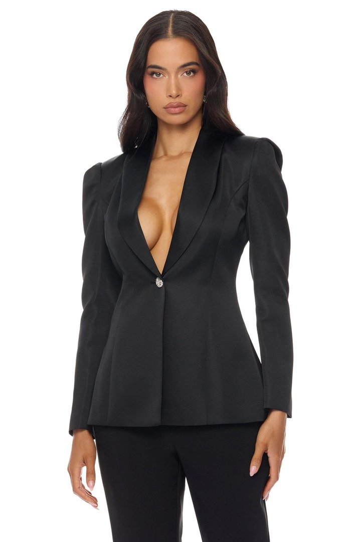 Hallie Pleated Blazer Pant Set - Black