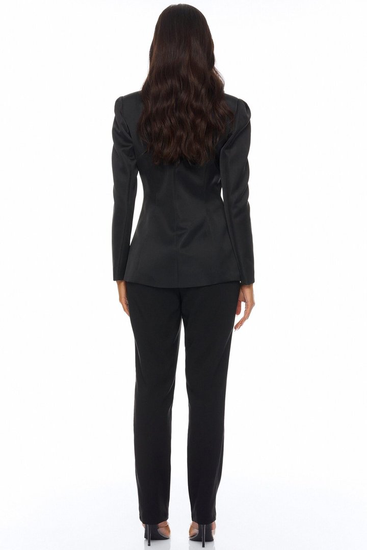 Hallie Pleated Blazer Pant Set - Black