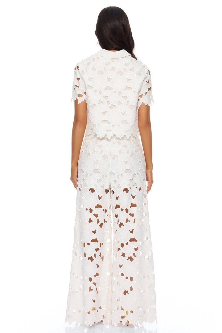 Kierra Short Sleeve Embroidered Top - White